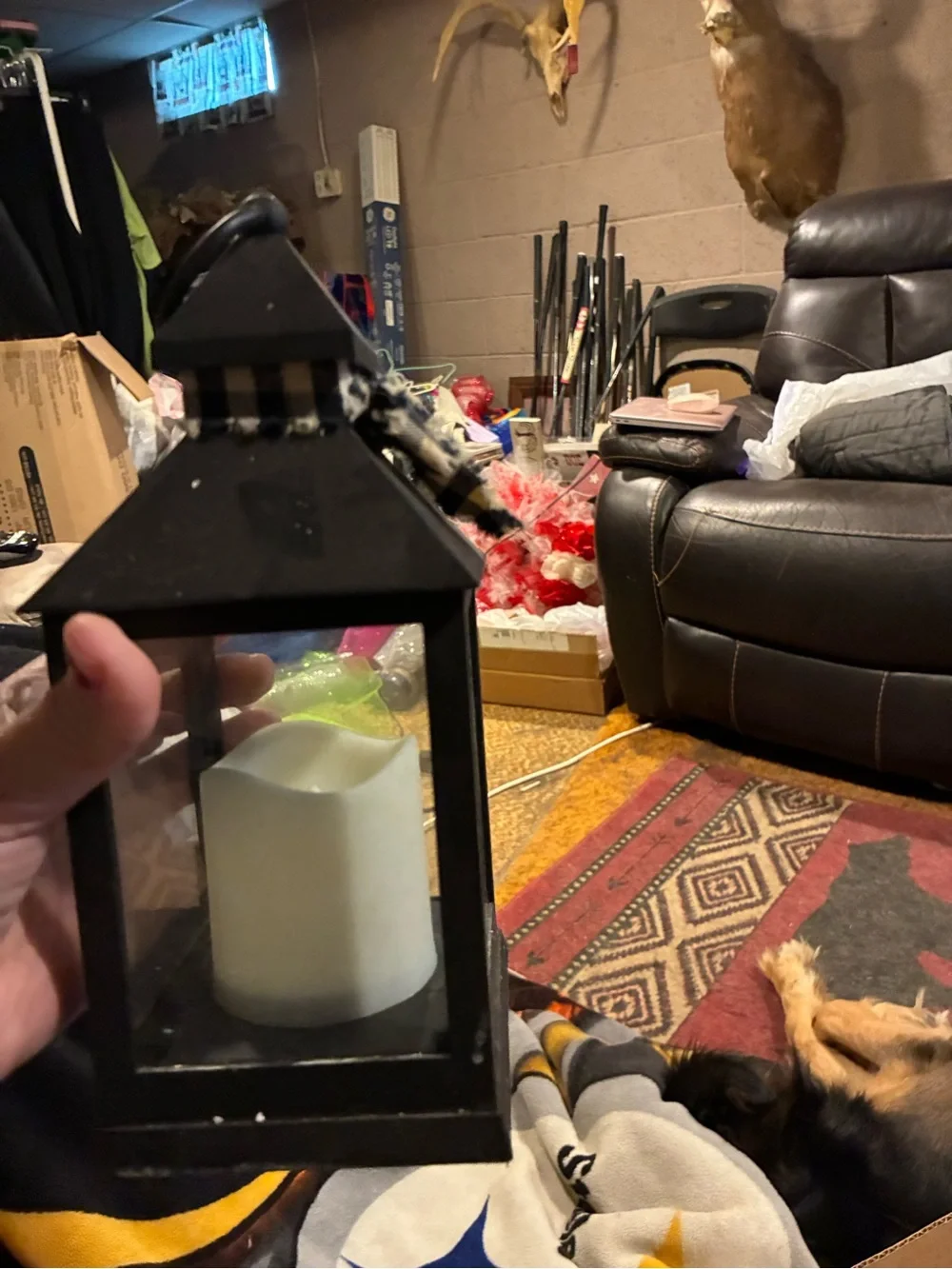 Black Decorative Lantern with LED Candle - Home Accents